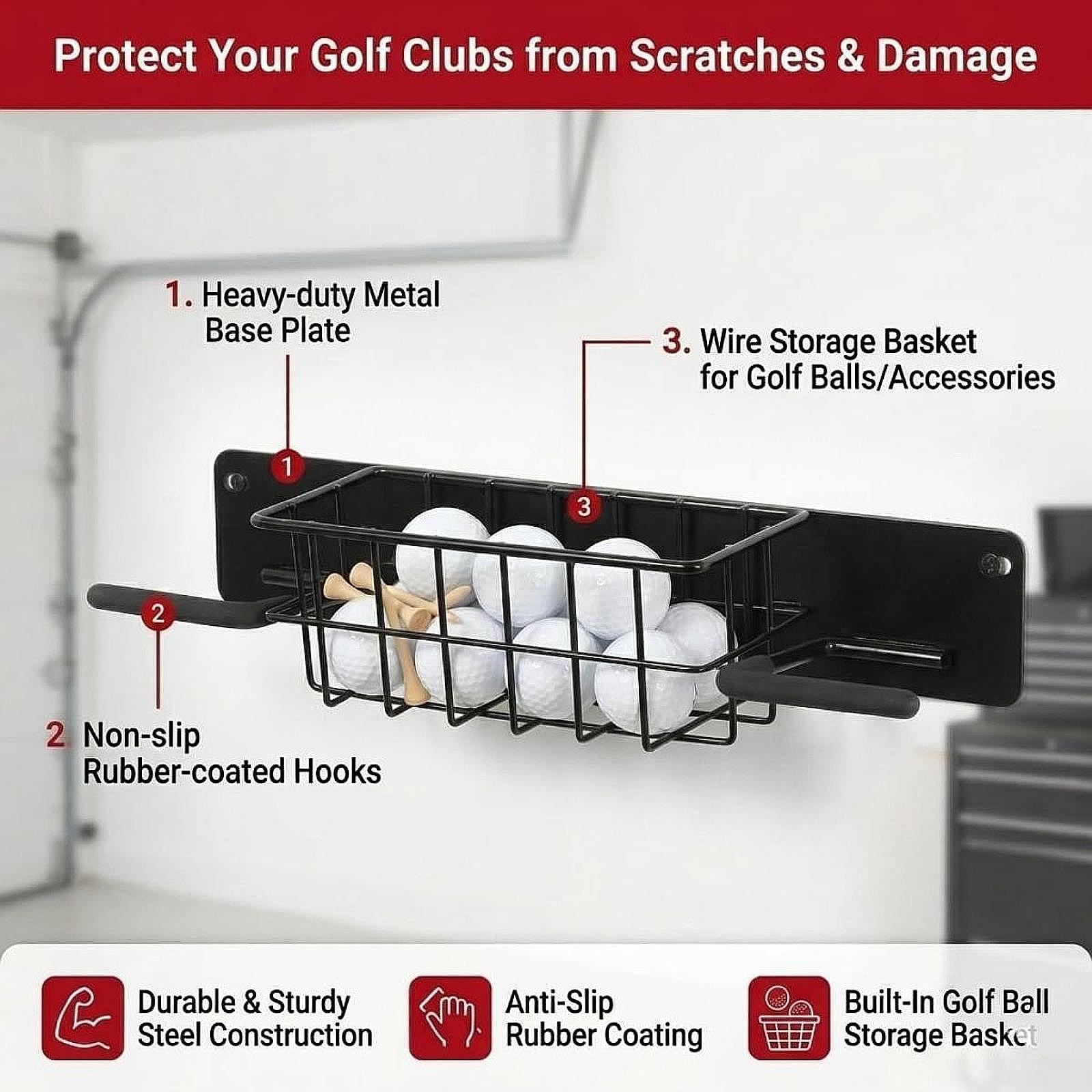 Golf Equipment Garage Organizer - Porta Attrezzatura da Golf Salvaspazio da