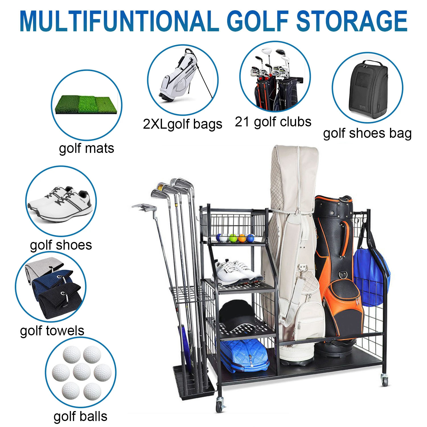 Portaoggetti per sacca da golf - Golf Equipment Garage Organizer recensione e prezzo