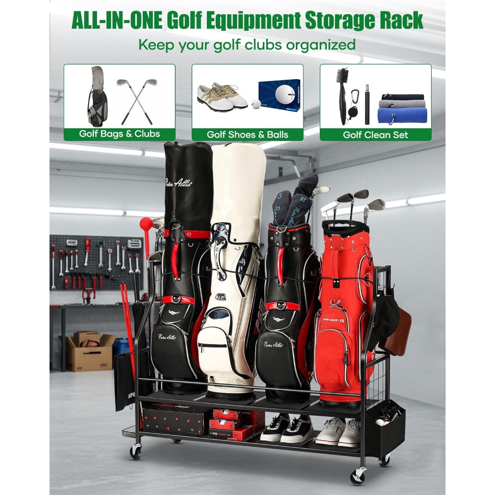 Porta Sacche da Golf su Ruote  - Golf Equipment Garage Organizer recensione e prezzo