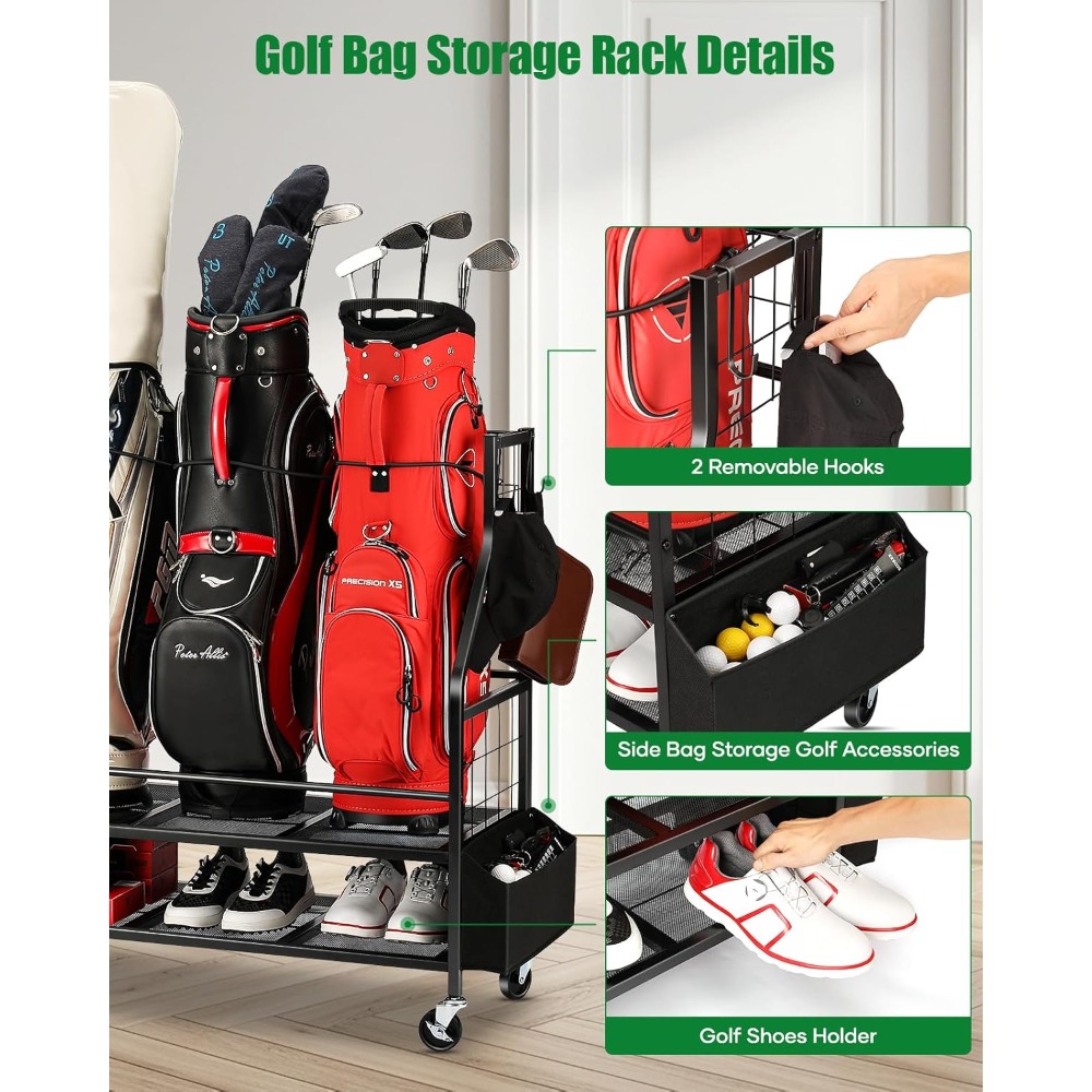 Porta Sacche da Golf su Ruote  - Golf Equipment Garage Organizer recensione e prezzo