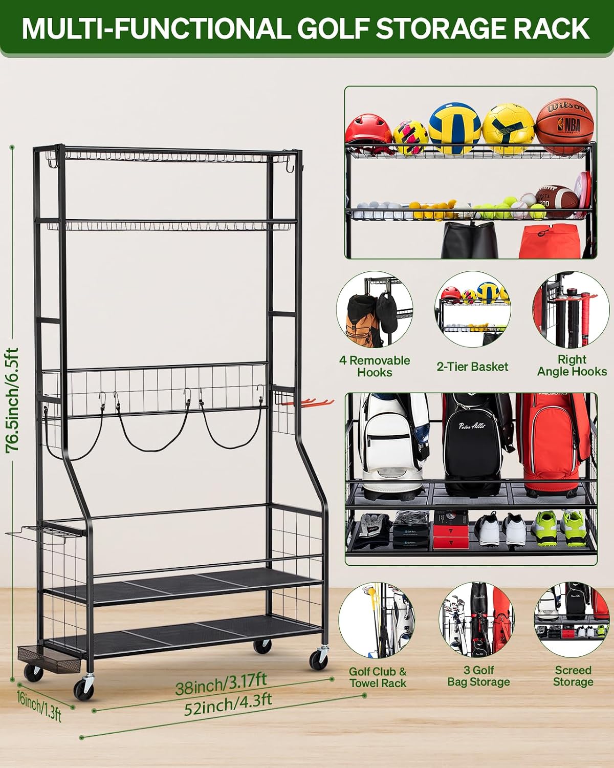 Organizzatore per Sacche da Go - Golf Equipment Garage Organizer recensione e prezzo