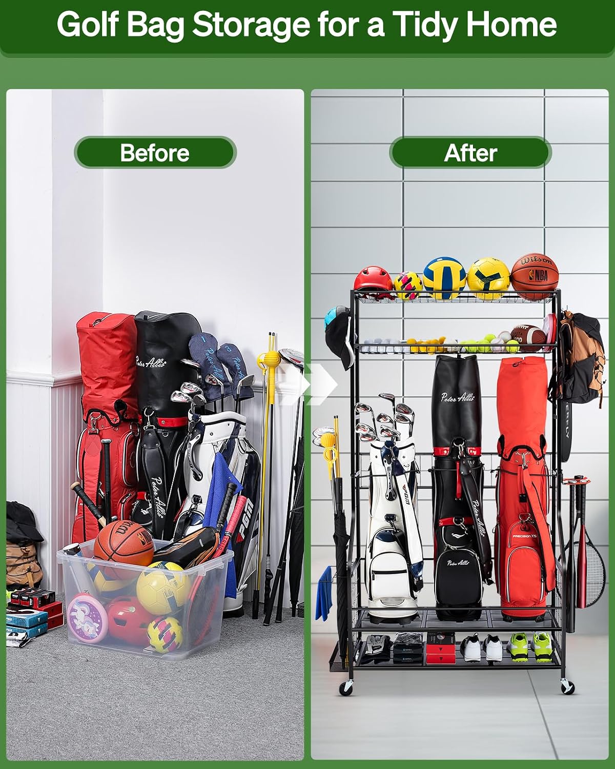 Organizzatore per Sacche da Go - Golf Equipment Garage Organizer recensione e prezzo